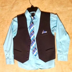 Van Heusen Long Sleeve Button Down Shirt, Boy's Vest, Clip on Tie